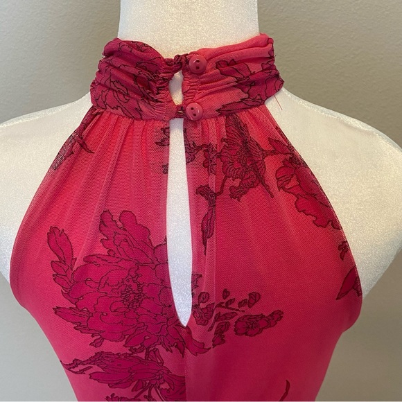 Kate and Lily Dress Maxi Tiered Halter Mock Neck Floral Belted Summer Wedding - Picture 6 of 8